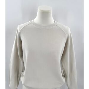PerfectWhiteTee Alexi French Terry Raglan Crew Sweatshirt Ivory White Small S
